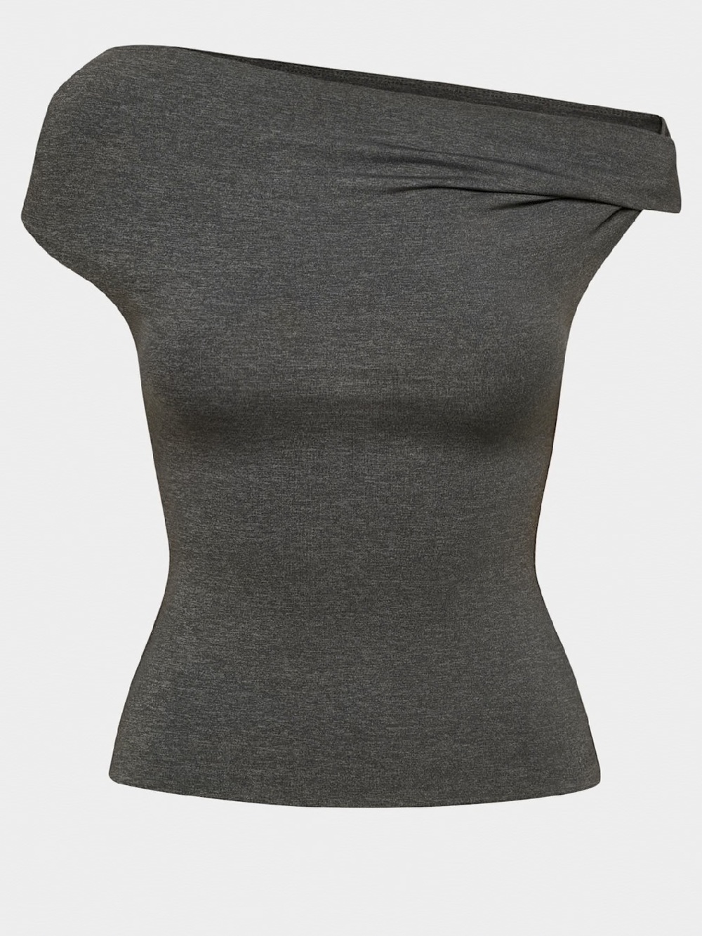 Aritzia Contour Ravish One-Shoulder Top - Charcoal